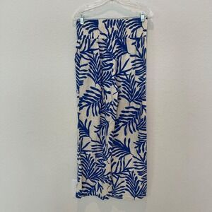 HG Linen Tropical Leaf  Wide Leg Pants Large Beach Vacation Resort‎ Casual